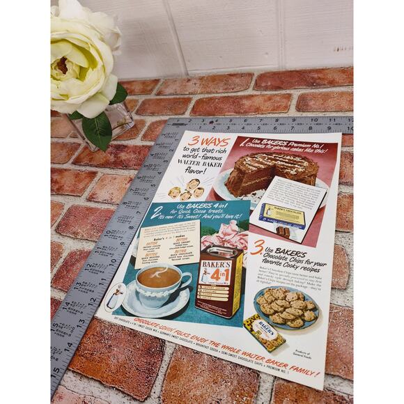 1950 Walter Bakers Chocolate Vtg Retro MCM Print Ad - Picture 5 of 6